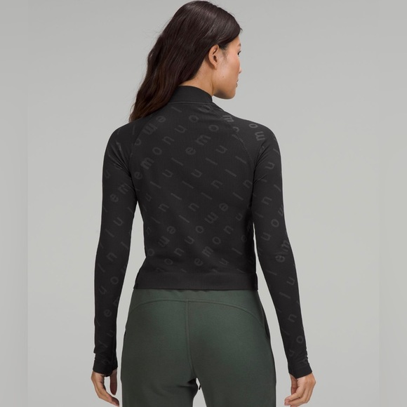 SOLD!!!NWT Lululemon Restless Cropped Half Zip | Black logo/Graphite Grey - Picture 3 of 11